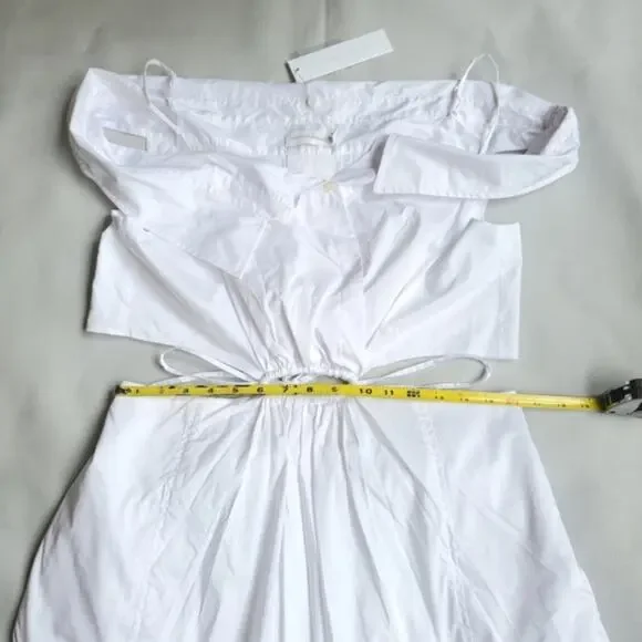 NWT$500 Jonathan Simkhai White Ansley Off-The-Shoulder Shirt Midi Dress Sz Large - Picture 10 of 16